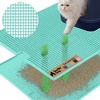 image:imageGORILLA GRIP Cat Litter Box Mat Dual Layer Silicone Tray 24x15 GrayTurquoise