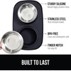 image:imageGORILLA GRIP Dog Bowl Set with Feeding Mat 304 Stainless Steel 2 Cup GrayBlack