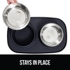 image:imageGORILLA GRIP Dog Bowl Set with Feeding Mat 304 Stainless Steel 2 Cup GrayBlack