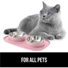 image:imageGORILLA GRIP Dog Bowl Set with Feeding Mat 304 Stainless Steel 2 Cup GrayLight Pink