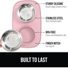 image:imageGORILLA GRIP Dog Bowl Set with Feeding Mat 304 Stainless Steel 2 Cup GrayLight Pink