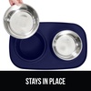 image:imageGORILLA GRIP Dog Bowl Set with Feeding Mat 304 Stainless Steel 2 Cup GrayNavy