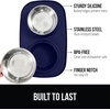 image:imageGORILLA GRIP Dog Bowl Set with Feeding Mat 304 Stainless Steel 2 Cup GrayNavy