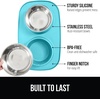 image:imageGORILLA GRIP Dog Bowl Set with Feeding Mat 304 Stainless Steel 2 Cup GrayTurquoise