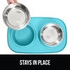 image:imageGORILLA GRIP Dog Bowl Set with Feeding Mat 304 Stainless Steel 2 Cup GrayTurquoise