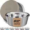 image:imageGORILLA GRIP Dog Bowls Food Grade Stainless Steel Set of 2 2 Cup BlackBeige