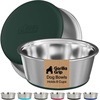 image:imageGORILLA GRIP Dog Bowls Food Grade Stainless Steel Set of 2 2 Cup BlackHunter Green