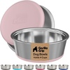 image:imageGORILLA GRIP Dog Bowls Food Grade Stainless Steel Set of 2 2 Cup BlackLight Pink