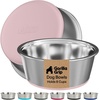 image:imageGORILLA GRIP Dog Bowls Food Grade Stainless Steel Set of 2 2 Cup BlackLight Pink