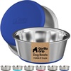 image:imageGORILLA GRIP Dog Bowls Food Grade Stainless Steel Set of 2 2 Cup BlackRoyal Blue