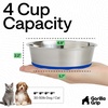image:imageGORILLA GRIP Dog Bowls Food Grade Stainless Steel Set of 2 2 Cup BlackRoyal Blue