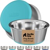 image:imageGORILLA GRIP Dog Bowls Food Grade Stainless Steel Set of 2 2 Cup BlackTurquoise