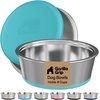 image:imageGORILLA GRIP Dog Bowls Food Grade Stainless Steel Set of 2 2 Cup BlackTurquoise