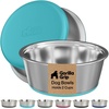image:imageGORILLA GRIP Dog Bowls Food Grade Stainless Steel Set of 2 2 Cup BlackTurquoise