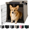 image:imageGORILLA GRIP Dog Crate Covers Wire Kennel Topper 42 in Gray Black PawLight Taupe