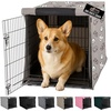 image:imageGORILLA GRIP Dog Crate Covers Wire Kennel Topper 42 in Gray Black PawTaupe Dogs