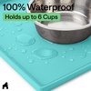image:imageGORILLA GRIP Waterproof Dog Food Mat Pet Feeding Placemat 12x8 GrayTurquoise