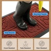 image:imageGORILLA GRIP WeatherMAX Door Mat Indoor Outdoor Use 29x17 Gray DiamondBurgundy Leaves