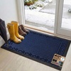 image:imageGORILLA GRIP WeatherMAX Door Mat Indoor Outdoor Use 29x17 Gray DiamondNavy Greek Keys