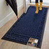 image:imageGORILLA GRIP WeatherMAX Door Mat Indoor Outdoor Use 29x17 Gray DiamondNavy Greek Keys