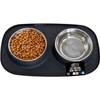 image:imageGORILLA GRIP Dog Bowl Set with Feeding Mat 304 Stainless Steel 2 Cup GrayBlack