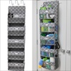 image:imageGORILLA GRIP Over the Door Shoe Organizer 24 Large Pockets BlackGray Quatrefoil