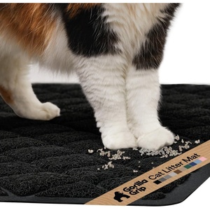image:imageGORILLA GRIP Cat Litter Box Mat Coiled Mesh Trapping Mats 24x17 GrayBlack