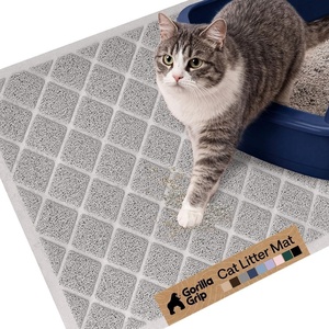 image:imageGORILLA GRIP Cat Litter Box Mat Coiled Mesh Trapping Mats 24x17 GrayLight Gray