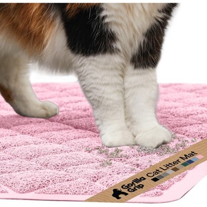image:imageGORILLA GRIP Cat Litter Box Mat Coiled Mesh Trapping Mats 24x17 GrayLight Pink