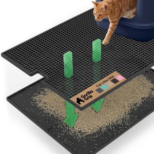 image:imageGORILLA GRIP Cat Litter Box Mat Dual Layer Silicone Tray 24x15 GrayBlack