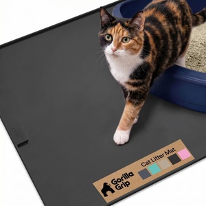 image:imageGORILLA GRIP Cat Litter Box Mat Easy Clean Silicone Mats 24x15 GrayBlack