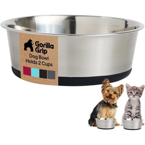 image:imageGORILLA GRIP Dog Bowls Food Grade Stainless Steel Set of 2 2 Cup BlackBlack