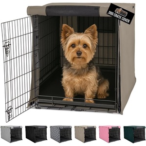 image:imageGORILLA GRIP Dog Crate Covers Wire Kennel Topper 42 in Gray Black PawLight Taupe