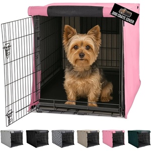 image:imageGORILLA GRIP Dog Crate Covers Wire Kennel Topper 42 in Gray Black PawPink