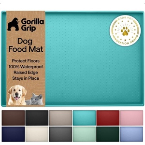 image:imageGORILLA GRIP Dog Food Mat 100 Waterproof Silicone 185x115 GrayTurquoise