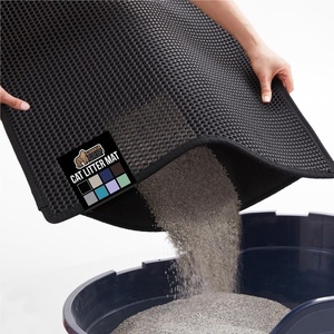 image:imageGORILLA GRIP Honeycomb Cat Litter Box Mat Soft on Paws 24x15 GrayBlack