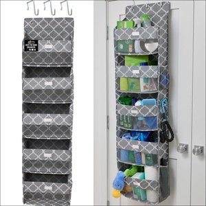 image:imageGORILLA GRIP Over the Door Shoe Organizer 24 Large Pockets BlackGray Quatrefoil