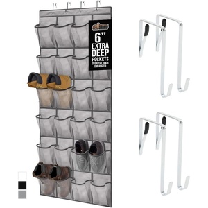 image:imageGORILLA GRIP Over the Door Shoe Organizer 24 Large Pockets BlackGrey