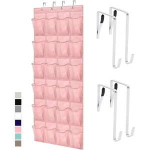 image:imageGORILLA GRIP Over the Door Shoe Organizer 24 Large Pockets BlackLight Pink