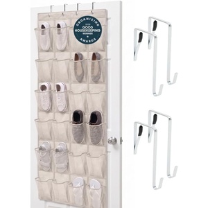 image:imageGORILLA GRIP Over the Door Shoe Organizer 24 Large Pockets BlackLinen