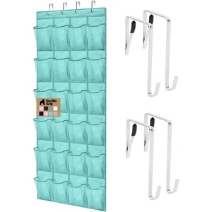image:imageGORILLA GRIP Over the Door Shoe Organizer 24 Large Pockets BlackTurquoise