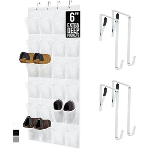image:imageGORILLA GRIP Over the Door Shoe Organizer 24 Large Pockets BlackWhite