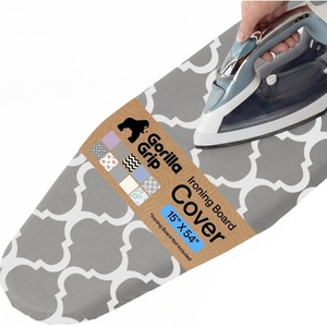image:imageGORILLA GRIP Padded Ironing Board Cover 15x54 SilverQuatrefoil GrayWhite