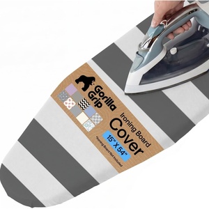 image:imageGORILLA GRIP Padded Ironing Board Cover 15x54 SilverStriped WhiteGray