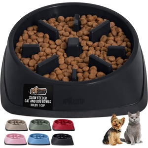 image:imageGORILLA GRIP Patented Slow Feeder Dog and Cat Bowl BPA Free 2 Cup GrayBlack