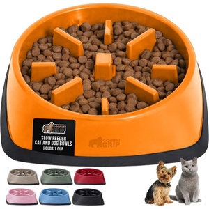 image:imageGORILLA GRIP Patented Slow Feeder Dog and Cat Bowl BPA Free 2 Cup GrayOrange