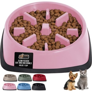 image:imageGORILLA GRIP Patented Slow Feeder Dog and Cat Bowl BPA Free 2 Cup GrayPink