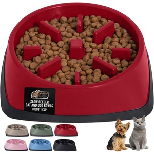 image:imageGORILLA GRIP Patented Slow Feeder Dog and Cat Bowl BPA Free 2 Cup GrayRed