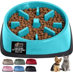 image:imageGORILLA GRIP Patented Slow Feeder Dog and Cat Bowl BPA Free 2 Cup GrayTurquoise