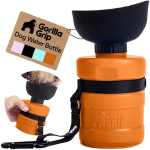 image:imageGORILLA GRIP Portable Dog Water Bottle Food Grade Silicone 12oz BlackOrange
